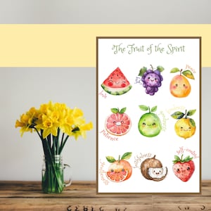 The Fruit of the Spirit Decor, Watercolor Christian Wall Art, Digital Download, Faith-based Poster, Perfect for Homeschool, Church Decor