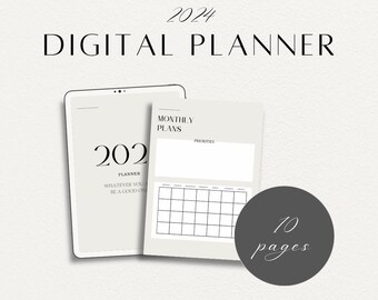 Beige 2024 Digital Download Monthly Planner & Goal Setter || Beige || Neutral || Aesthetic