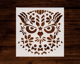 Day of the Dead Owl Stencil - 5.5 x 5.5 Inches, Intricate and Artistic Design for Dia de los Muertos Inspired Crafts