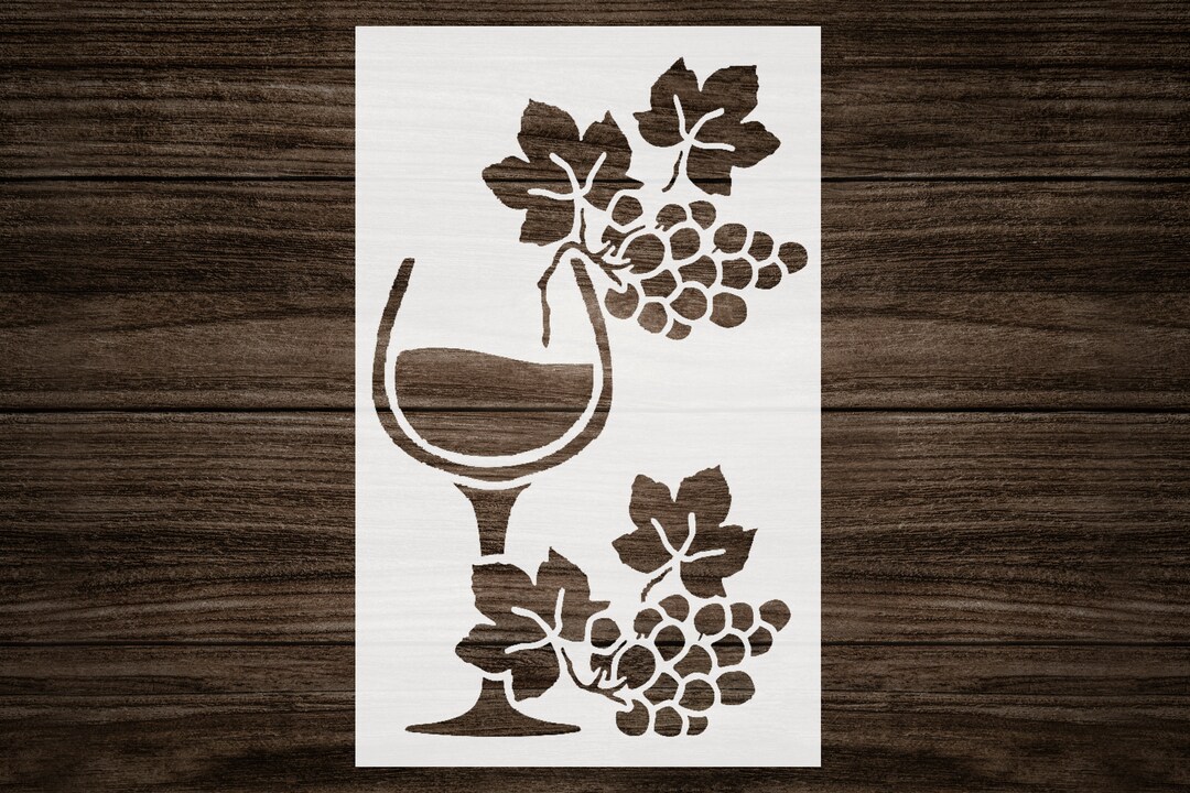 Vines Wine Glass Stencil 5x8 Inch Custom Reusable Drawing Template ...
