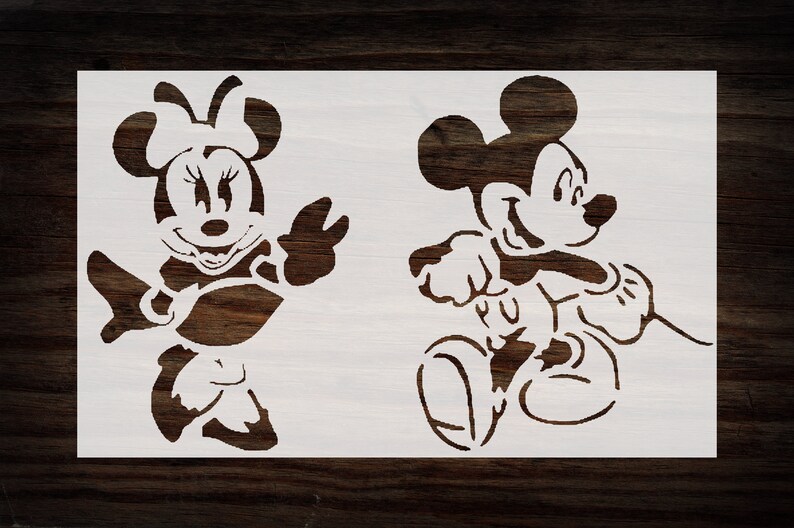 5x8 Inch Mickey and Minnie Mouse Custom Stencil for Crafts &amp; Painting ...