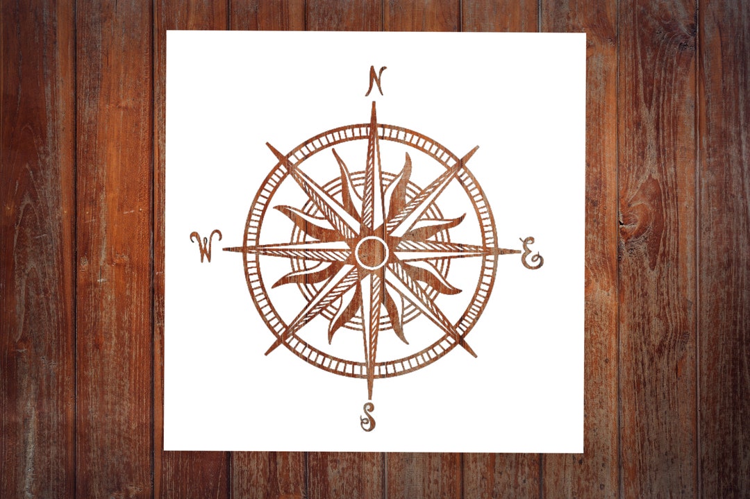 Nautical Compass Rose Stencil 12 Inch Reusable for DIY Crafts and