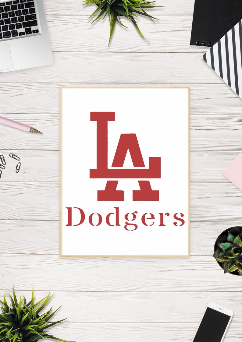 Custom Dodgers Baseball Stencil DIY Scrapbooking & Wall Art 5.5x5.5