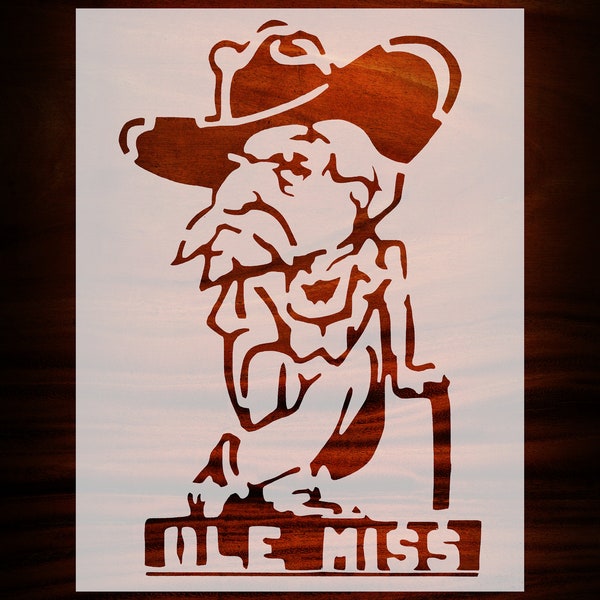 MSU Ole Old Miss Colonel Stencil Logo 8.5x11 | Art Craft Template for Airbrush Painting & Drawing Reusable Craft Supply