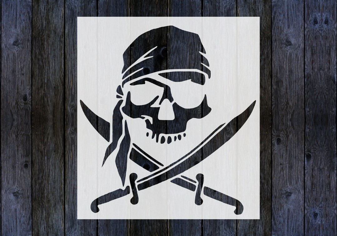 Pirate Skull Flag Bandana Stencil Arts & Crafts Template 8.5 X 11
