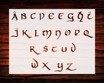 Elven Letters Stencil Set | Tolkien-Inspired Font | 11 x 8.5 Inches Unique Hobbit Font Alphabet Stencil - Elven Script DIY Craft Supply