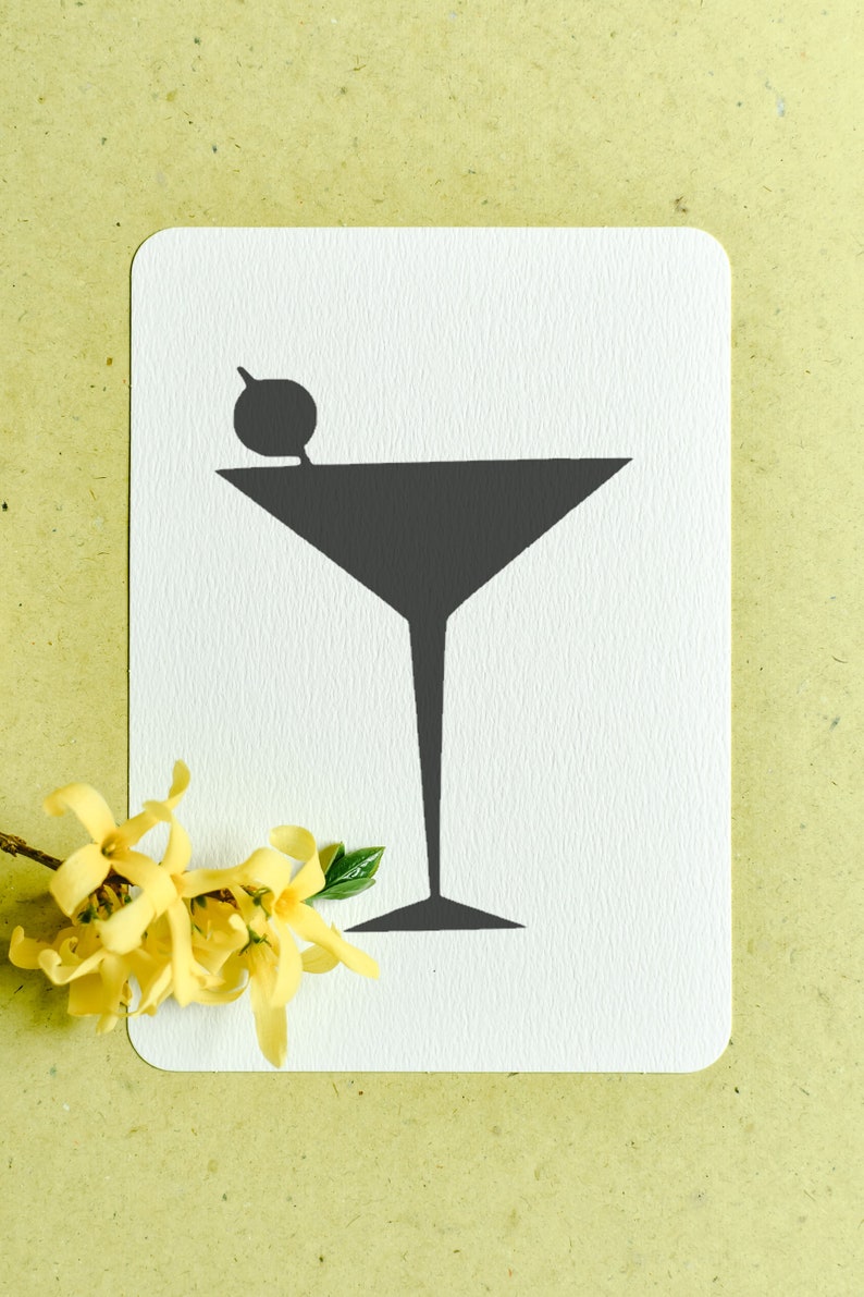 Martini 4 Reusable Stencil for Painting Crafts & Decor Martini Glass