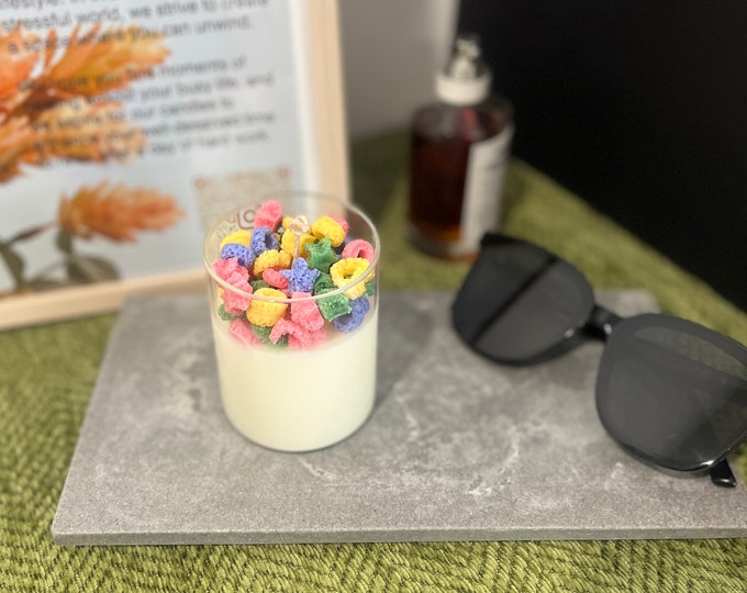 Fruit Müsli Schleifen Kerze|Einzigartige Bunte Nette Soja Duftkerze|Glücksbringer Kerze|Milch Müsli Duftkerzen Australien Frühstück