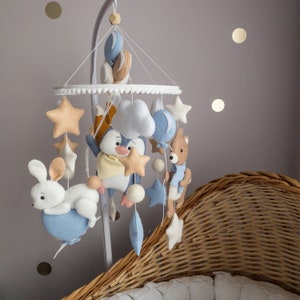 Unique Baby Mobile for Boy Baby Mobile Animals Baby Crib Mobile Blue Crib Mobile Penguin Baby Mobile Blue Nursery Mobile Hanging Mobile image 2