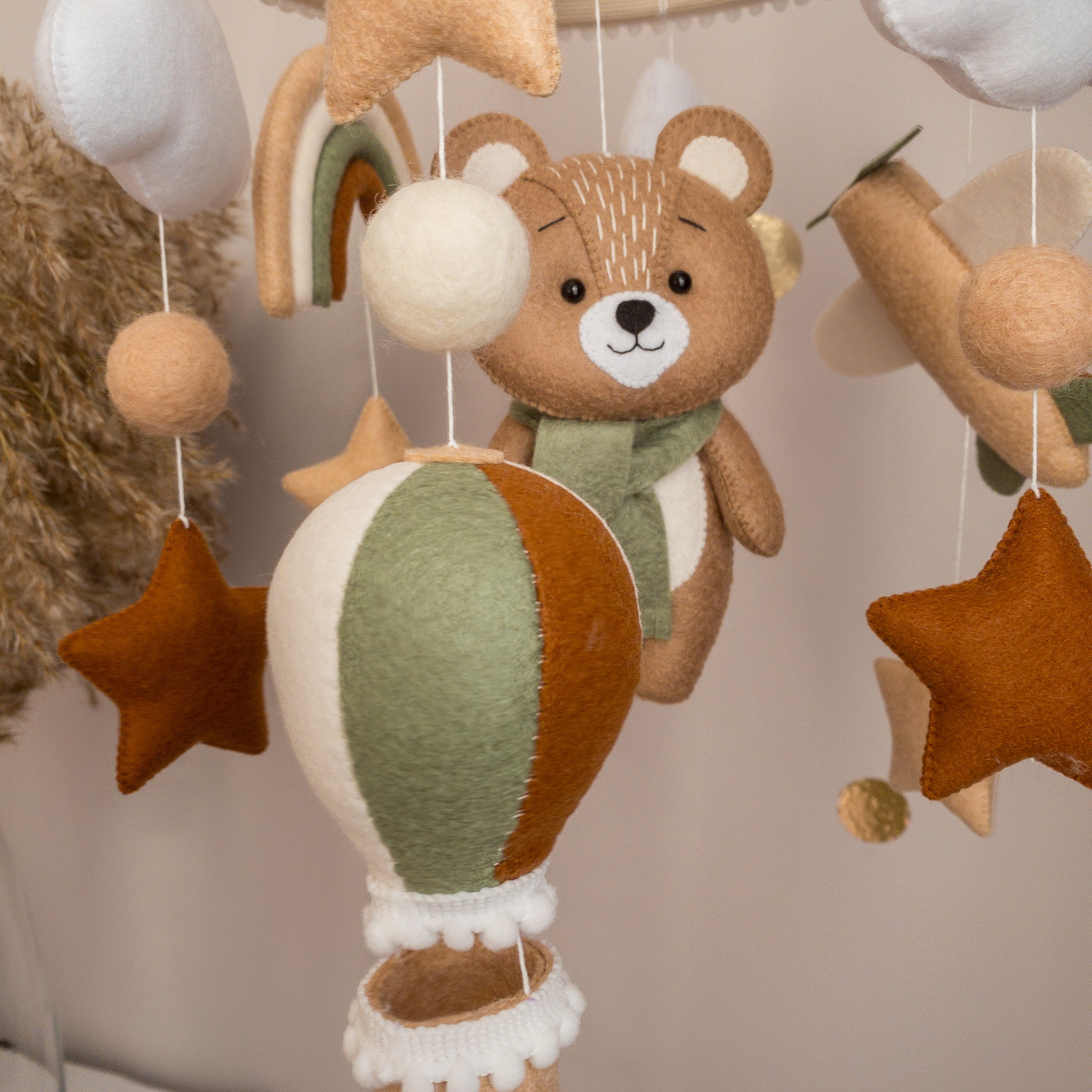Baby Mobile Crib Mobile Baby Mobile Bear Felt Mobile Felt Bear Baby Mobile Boy Nursery Decor