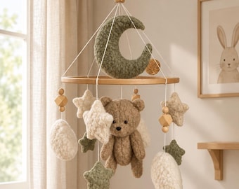 Teddy Bear Crib Mobile, Boucle Babyb Nursery,
