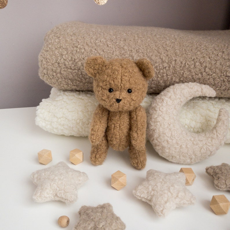 Boucle Cuna Bebé Móvil con Oso Pardo Boucle Luna y Estrellas Neutral Móvil Bebé Niño Niña Ducha regalo Bebé Vivero Decoración Cuna Móvil imagen 3