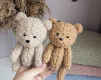 Boucle teddybeer speelgoed, pluche teddybeer speelgoed, schattige teddybeer, bruine beer speelgoed voor baby, eenvoudige schattige gevulde kleine teddybeer