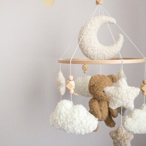 Brown Teddy Bear Nursery Mobile Boucle Crib Mobile image 2