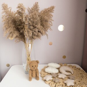 Boucle Baby Mobile Brown Bear Neutral nursery mobile Boho baby mobile Clouds baby crib mobile Minimalist nursery mobile Bear cot mobile image 2