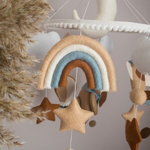 Baby mobile Brown Crib mobile Baby mobile deer Felt mobile Felt bear Baby mobile boy Nursery decor Baby Mobile Brown bear Rainbow Airplane image 6