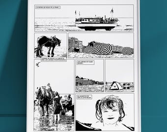 Custom Black and White Comic Book Print from Your Photos | Printed Poster and Digital File to Download | Wall Art