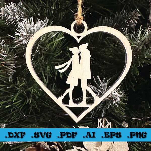 Christmas Couple Bauble SVG, Digital Laser Cut File, Editable Instant Download, Christmas Balls, Cricut, Eps, Svg, Dxf, AI, Pdf, Png