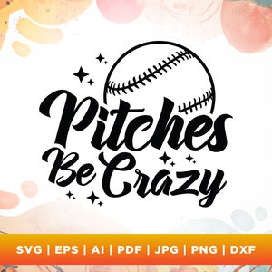 Baseball svg, Stellplätze Be Crazy svg, Softball svg, Softball Png, Silhouette, Cut-Datei, Png, SVG, digitaler Download, sofortiger Download, Aufbügeln.