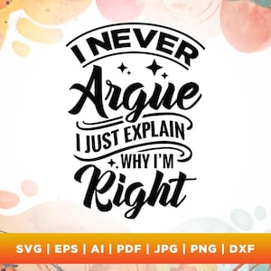 Eu Nunca Discuto Svg, Eu Apenas Explico Svg, Cricut, Sublimação, Nunca Discuto Svg, Por que Estou Certo Svg, Sarcástico svg, Eu Nunca Discuto png,Silhueta.