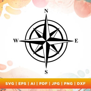 Kompass Rose SVG, Png, SVG, Sublimation, Silhouette, Kompass, Kompass SVG, sofortiger Download, Aufbügeln, Nautikkompass SVG, Glowforge.