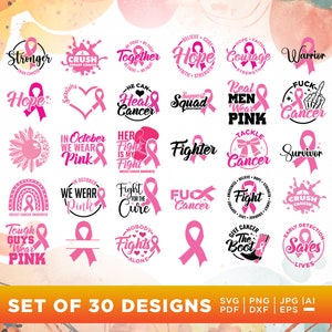 Krebsbewusstseins-Svg, Cricut, Png,Svg, Sublimation, Brustkrebs SVG-Bundle, Krebs SVG, Krebs-Band-Svg, Brustkrebs-Shirt, Schnittdatei