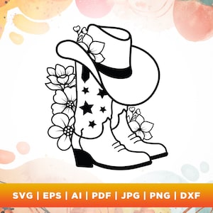 STIEFEL und COWBOYHUT svg, Cricut, Png, svg, Sublimation, Rodeo svg, Ranch svg, Cowgirl svg, Farmgirl png, Cowgirlstiefel svg, Cowboyhut.