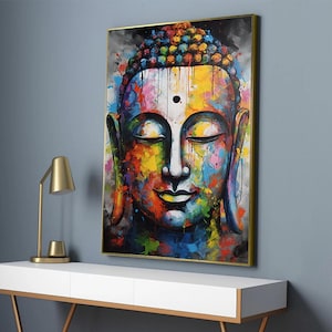 Colorful Buddha canvas wall art, Meditation Wall Decor, Abstract Buddha Modern decor, Buddha Canvas, Buddhist Canvas Print, Meditation Art