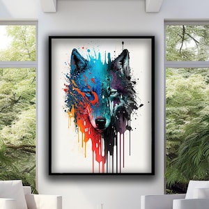 Alpha Wolf canvas print art, Valley of the Wolves canvas print art ready to hang wall decor, Painted Wolf canvas home decor, Gift painting