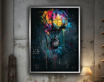 Banksy Art, Wall Art Canvas Design, Banksy Balloon Canvas, Balloon Poster, Ready To Hang Decoration, Banksy Child wall art