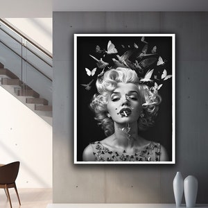 Marilyn Monroe Canvas Print Art, Marilyn Monroe Wall Art, Marilyn Monroe Black and White Canvas Painting, Wall art canvas, Home Wall Decor