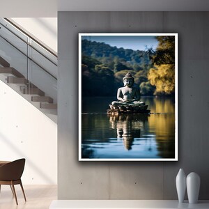 Buddha canvas print art hangable room decor, Buddha on the lake canvas print art hangable gift room decor, Floating Buddha canvas print gift
