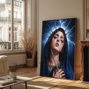 Mater Dolorosa Canvas Art, Sorrowful Virgin Mary Religious Art, Virgin Mary Canvas, Emotional Sacred Heart Artwork for Home or Church Decor