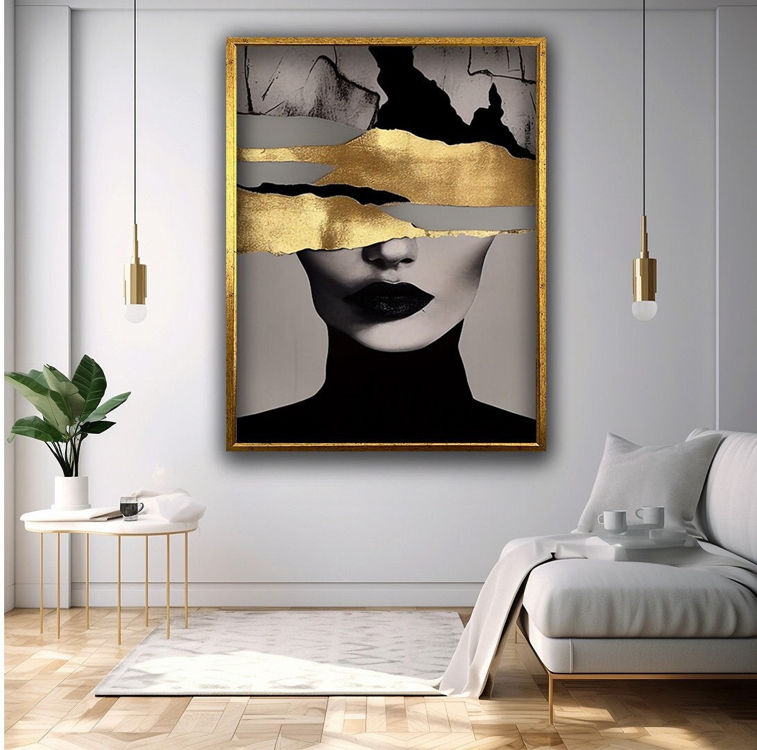 Abstract Woman Hangable Canvas Print Art, Golden Eyed Woman Hangable ...