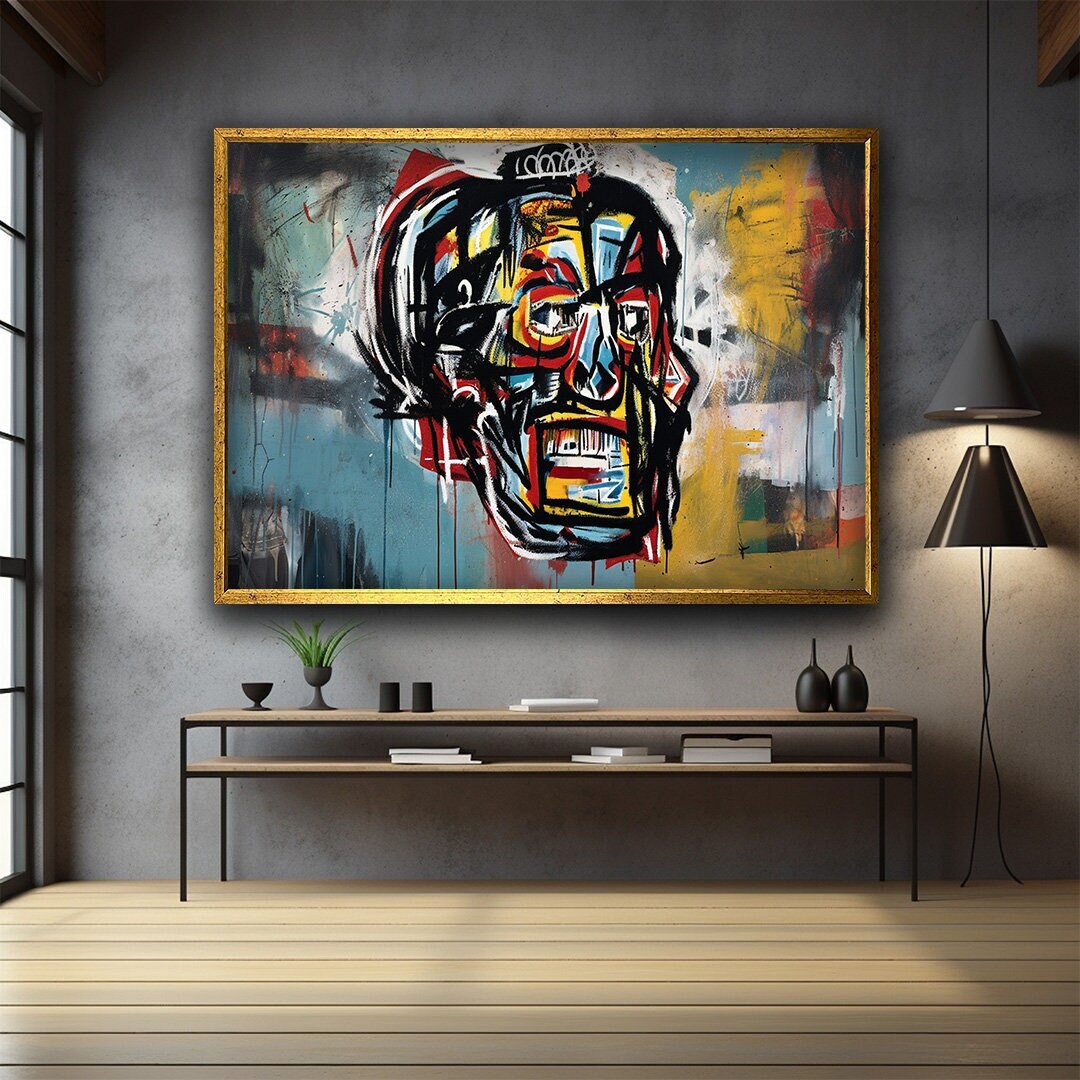 complex man canvas print art ready to hang wall decor, painted man canvas print art ready to hang home decor, colorful personality canvas
