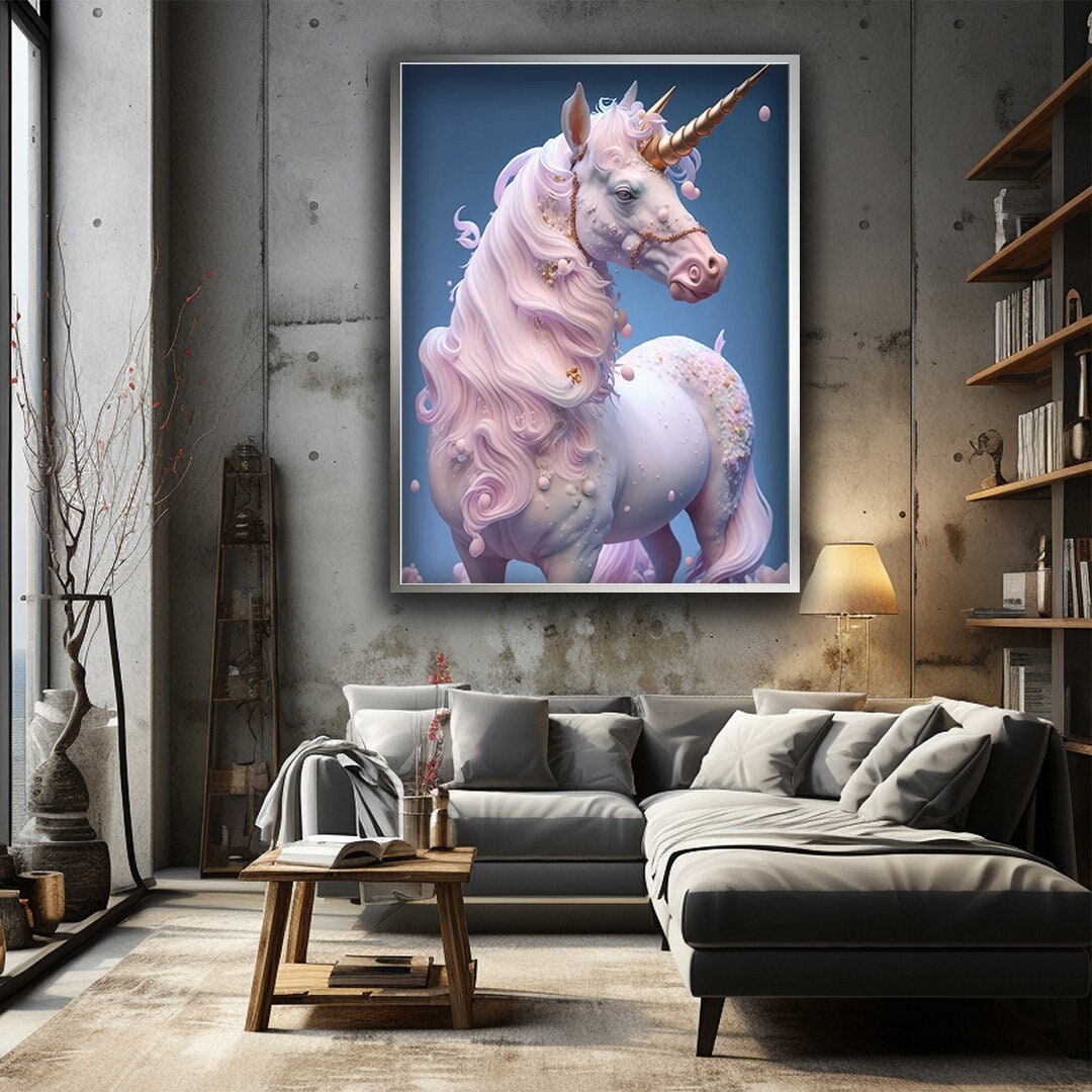 Pink Unicorn Canvas Print Art, Unicorn Colors Canvas Print Art Ready to ...