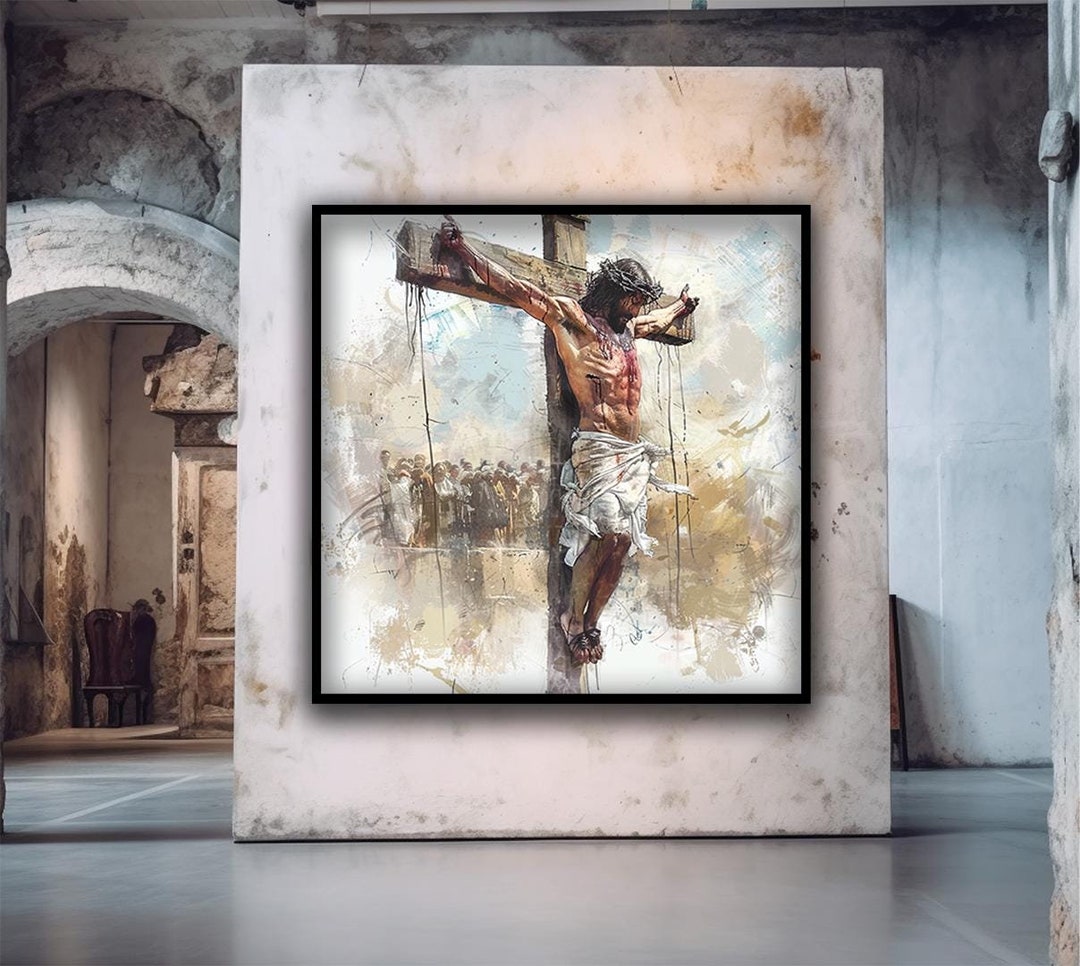 Jesus Christ on the Cross Canvas Print, Powerful Religious Artwork of ...