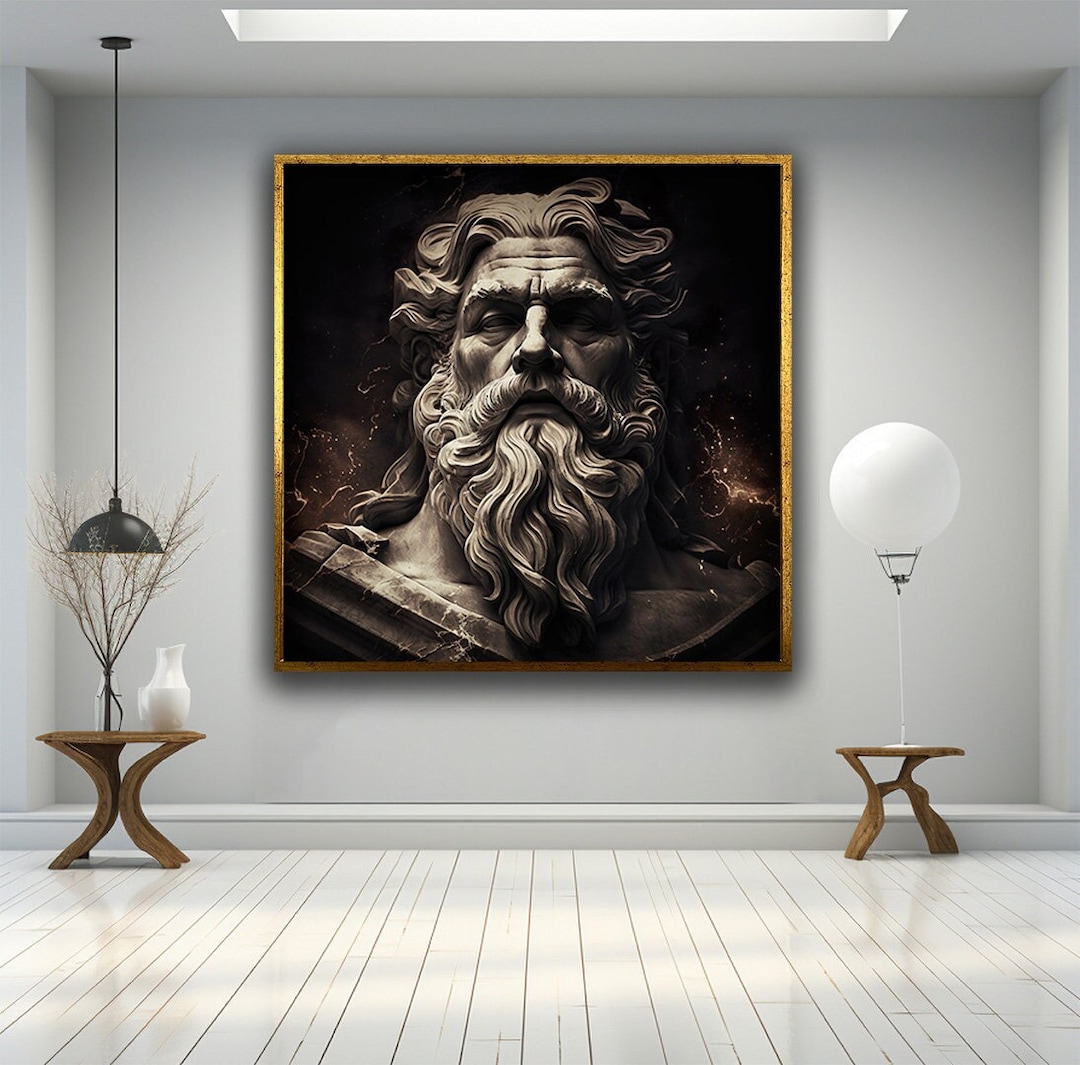 Zeus Canvas Print Art, Greek Mythology Art Ready to Hang Home Decor