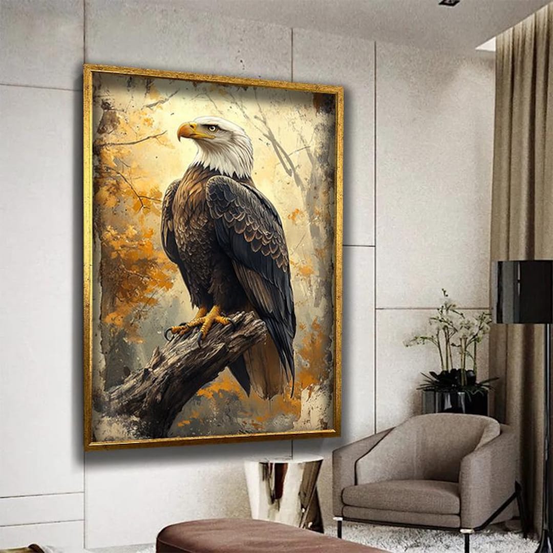 Bald Eagle Canvas Print – Majestic Bird of Prey Art – Vintage Wildlife ...