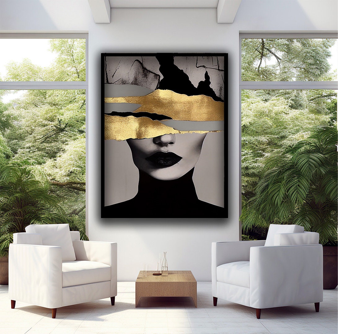 Abstract Woman Hangable Canvas Print Art, Golden Eyed Woman Hangable ...