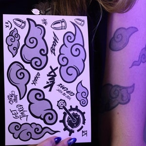 Arcane Tattoo - Jinx Temporary Tattoo Merch, Vi Tattoo Cosplay, LOL Stickers for Body Art, League of Legends Stencils Long-Lasting 1-2 weeks