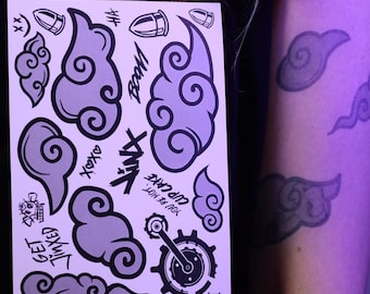 Arcane Tattoo - Jinx Temporary Tattoo Merch, Vi Tattoo Cosplay, LOL Stickers for Body Art, League of Legends Stencils Long-Lasting 1-2 weeks