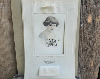 Over 100 years old! 1919 antique collectors advertisement calendar- Victorian girl print- primitive & farmhouse decor or wall hanging
