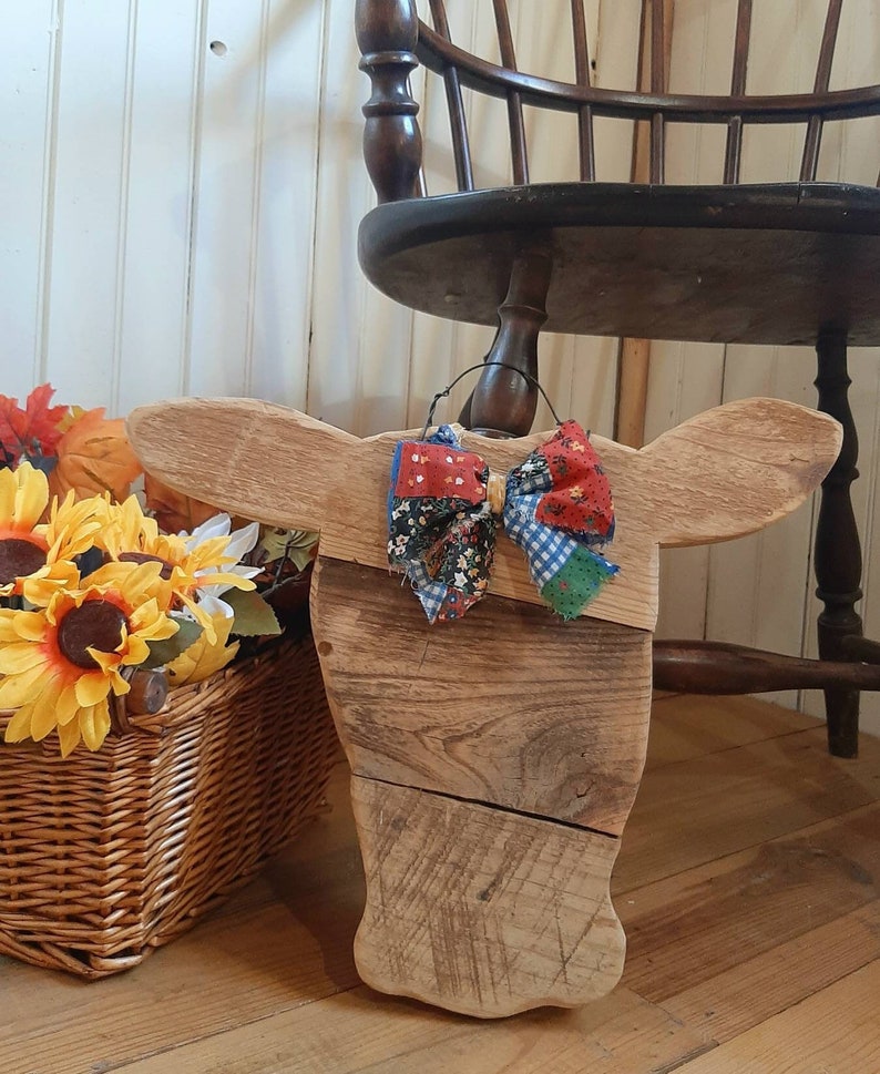 Handmade Wooden Cow Head/ Porch Décor/ Hanging Wooden Cow Head/ Wooden