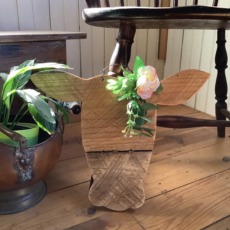 Handmade Wooden Cow Head/ Porch Décor/ Hanging Wooden Cow Head/ Wooden