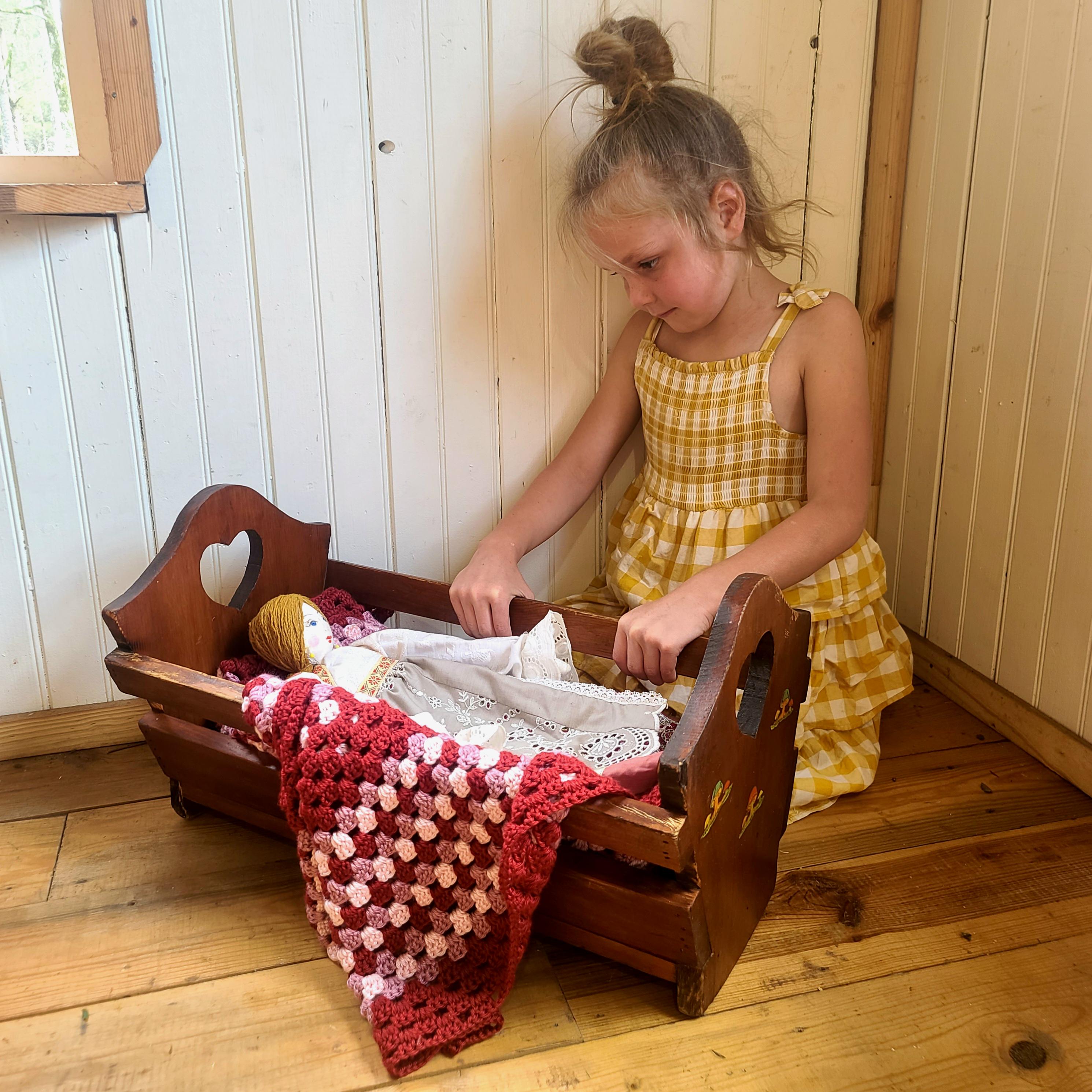 Wood Antique Baby Doll Cradle 1+ Hundred Antique Doll Cradle