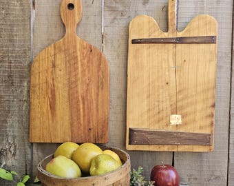 Size Medium/large- Primitive hand-made cutting/charcuterie boards w/ a vintage & rustic style/look- made w/ reclaimed barnwood