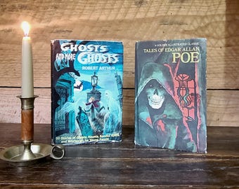 Set of 2!! Vintage books- The tales of Edgar Allan Poe (1979) or Ghosts and more Ghosts 1963 book club edition- Halloween & scary stories