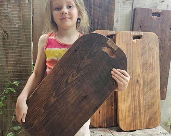 Extra large- 2 feet long! primitive style serving/charcuterie boards-made w/ 100 year old barn wood! rustic cutting/bread board