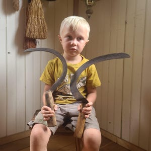 A primitive reapers sickle- old garden tool- primitive/rustic farmhouse, halloween or fall decor- antique farm tool